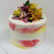 Watercolor Buttercream & Tropical Flowers