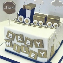 Navy and Gold Train Baby Shower