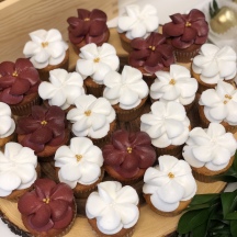 Burgundy and White Petal Cupcakes