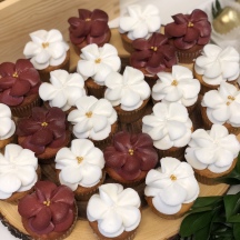 Burgundy and White Petal Cupcakes