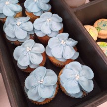 Pale Blue Petal Cupcakes