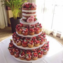 Semi-Naked Cake and Cupcakes with Fresh Fruits