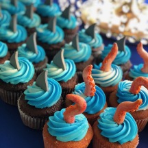 Shark Fin and Octopus Cupcakes