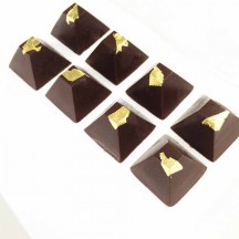 Dark Chocolate Pyramids with Gold Leaf