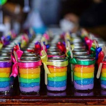 Rainbow Mason Jar Cake Favors