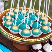 Teal and Gold Cake Pops