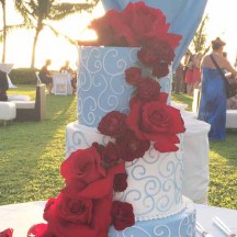 Blue Buttercream with Red Roses