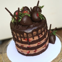 Chocolate and Strawberries Naked Drip Cake