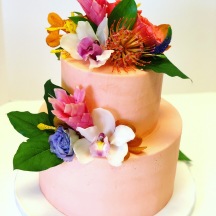 Coral Buttercream with Tropical Flowers