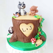 Cute Tree Stump Woodland Cake