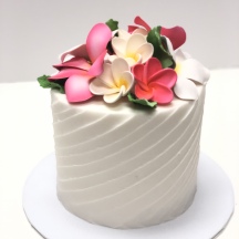 Diagonal Texture Buttercream and Sugar Plumeria