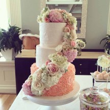 Floral Cascade with Coral Rosettes