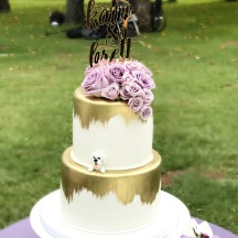 Gold Paint and Lavender Flowers