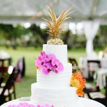 Gold Pineapple and Tropical Flowers