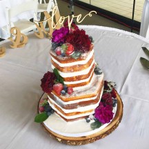 Hexagon Naked Cake with Fruits and Flowers
