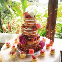 Naked Cake with Flowers and Berries