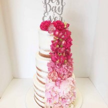 Ombre Pink Flowers on Naked Cake