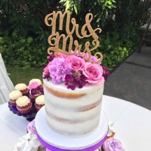 Semi Naked Cake with Purple Flowers