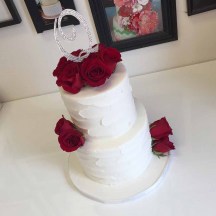 Stucco Cake with Red Roses