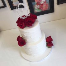 Stucco Cake with Red Roses