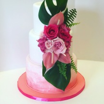 Watercolor Ombre with Fresh Tropical Flowers