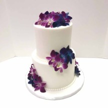 White Buttercream with Purple Orchids