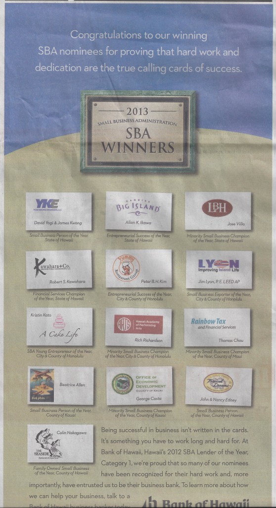 BOH ad for award winners