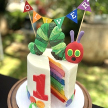 Hungry Caterpillar w/ Rainbow Vanilla Cake!